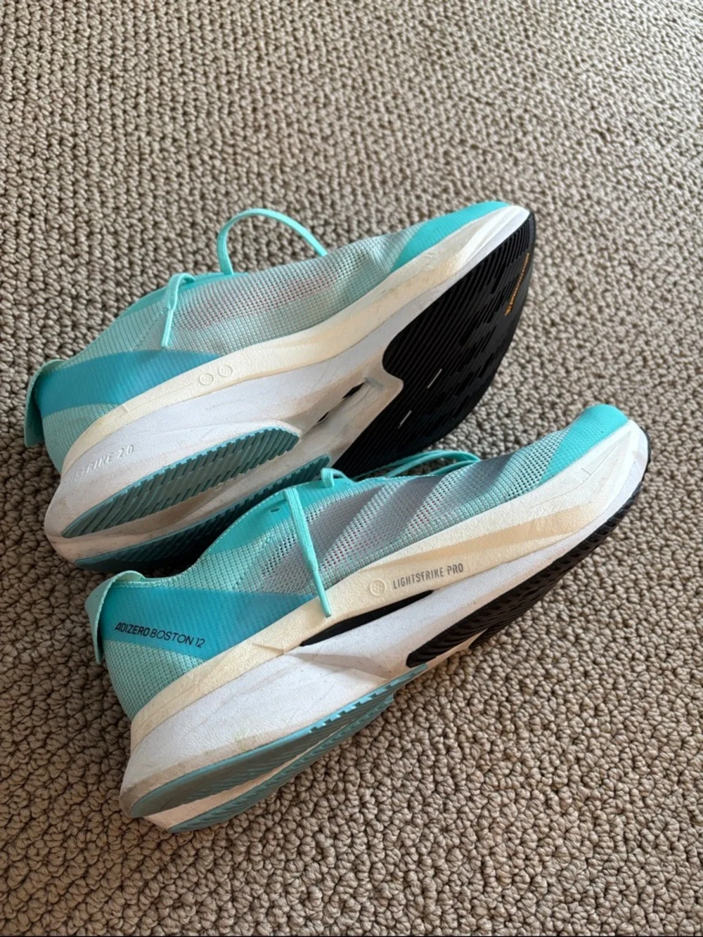 Adidas Women's Adizero Boston 12 Running 'Aqua Blue Cloud White' - Picture 3 of 6